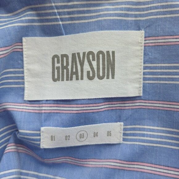 Grayson The Hero Shirt Size 3 / Medium Blue Striped By Frank & Eileen Preppy - Picture 8 of 10
